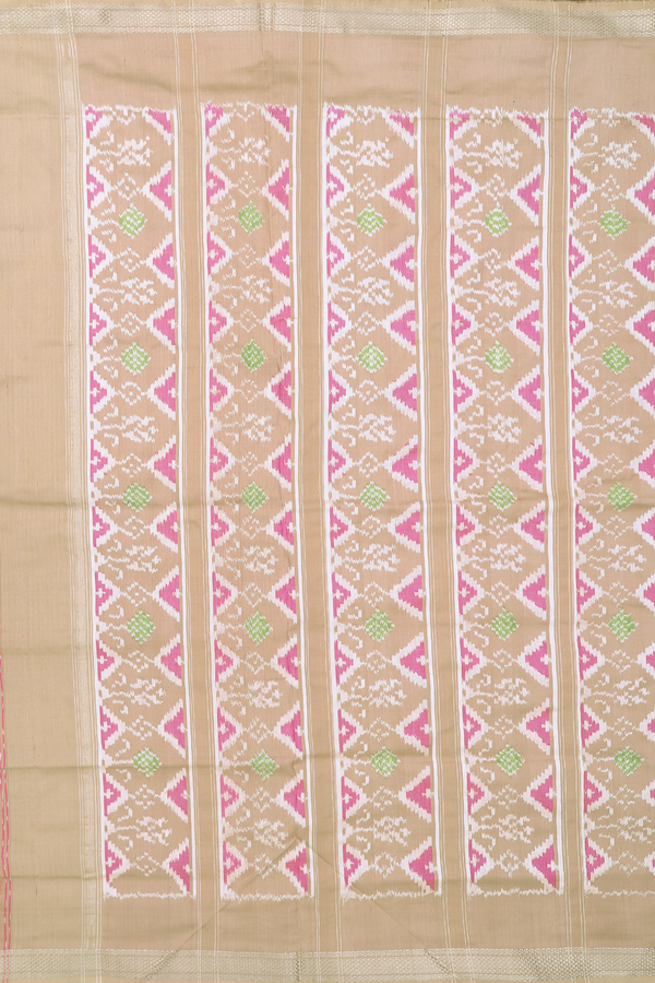 Pochampally Silk Saree In Brown With Ikat Design