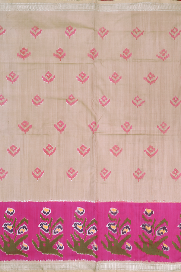 Pochampally Silk Saree In Brown With Ikat Design