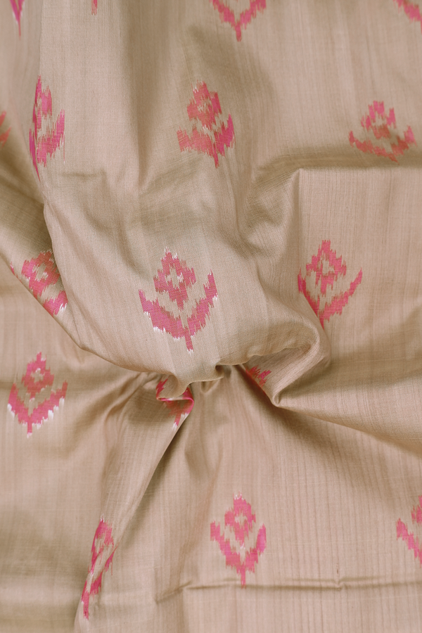 Pochampally Silk Saree In Brown With Ikat Design