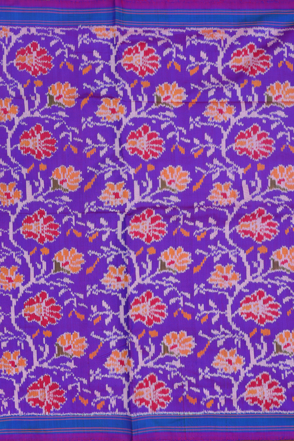 Pochampally Silk Saree In Purple With Floral Design
