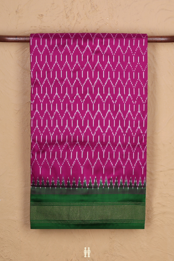 Pochampally Silk Saree In Purple With Chevron Design