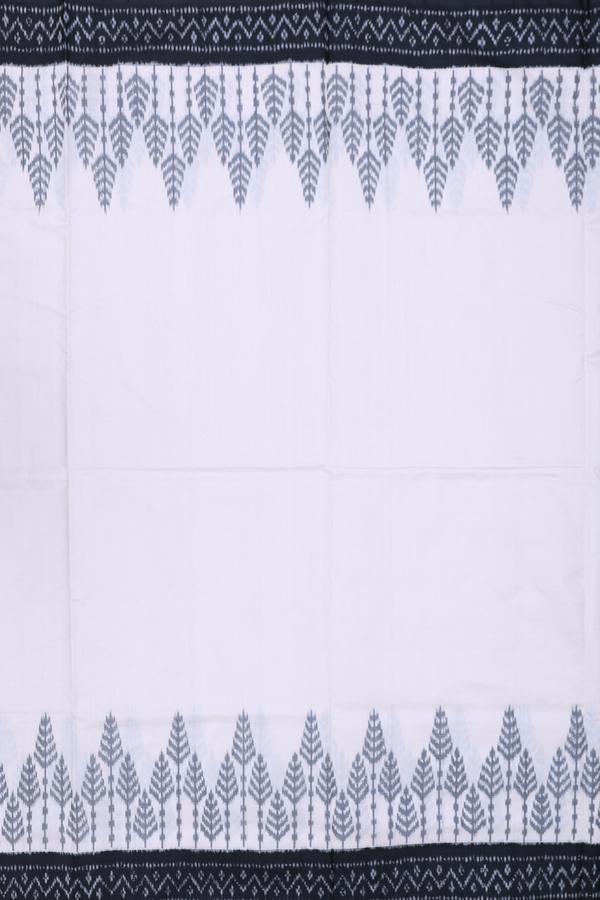 Pochampally Silk Saree In White With Contrast Border