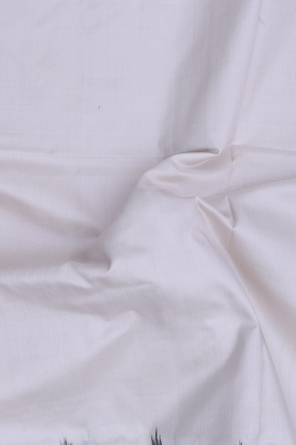 Pochampally Silk Saree In White With Contrast Border