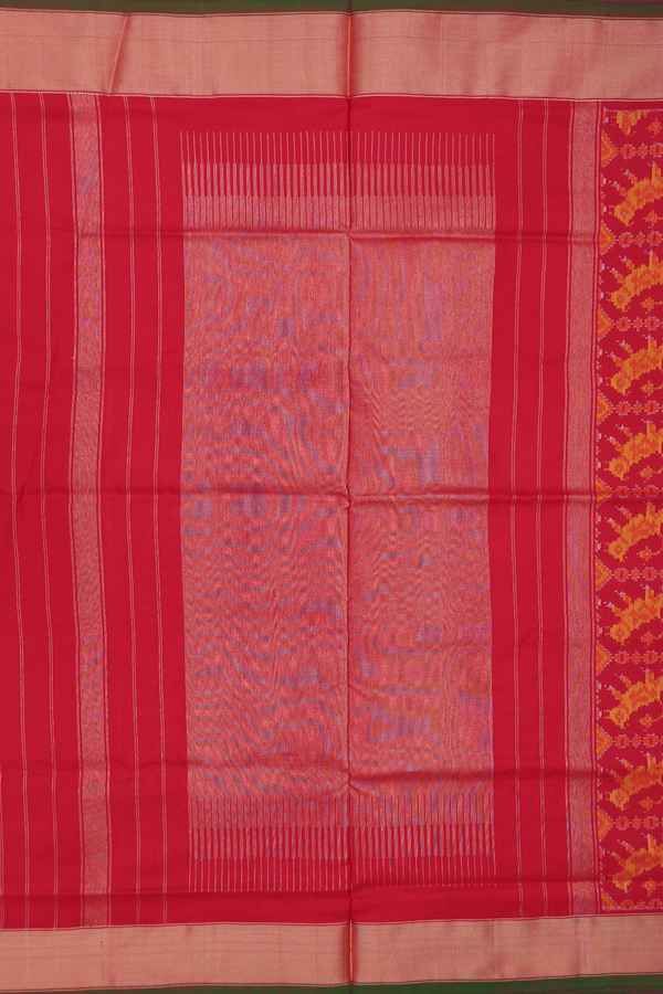 Pochampally Silk Saree In Chilli Red With Elephant Design