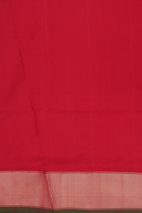 Pochampally Silk Saree In Chilli Red With Elephant Design