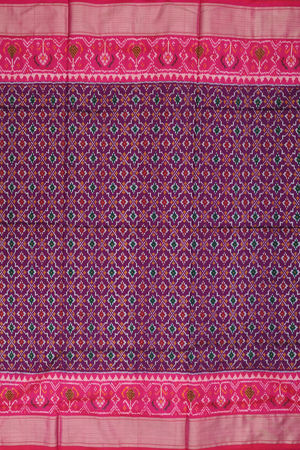 Pochampally Silk Saree In Deep Purple With Diamond Design