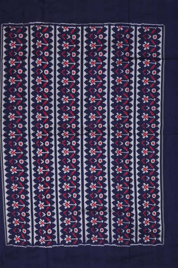 Pochampally Silk Saree In Navy Blue With Diamond Design