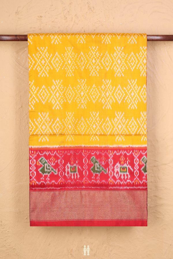 Pochampally Silk Saree In Yellow With Ikat Design