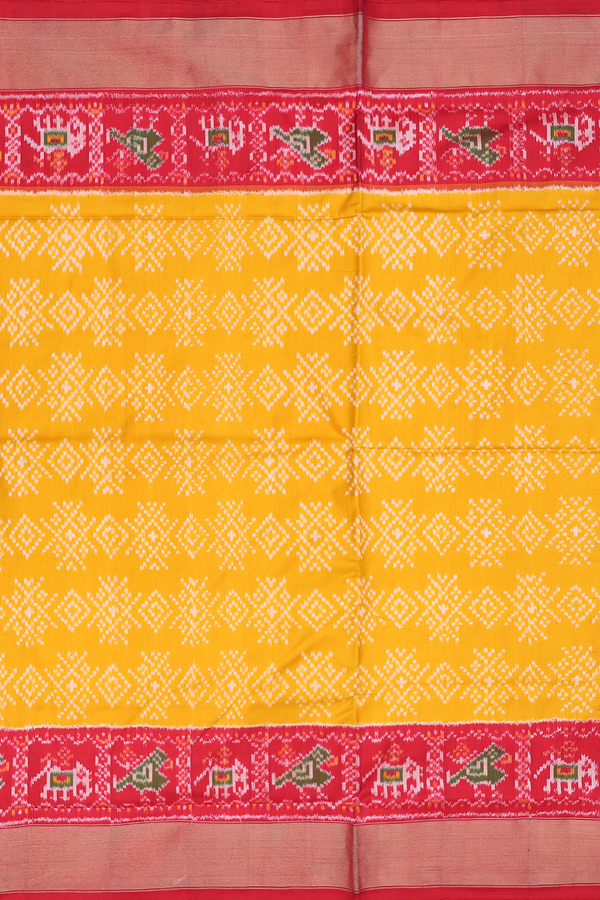 Pochampally Silk Saree In Yellow With Ikat Design