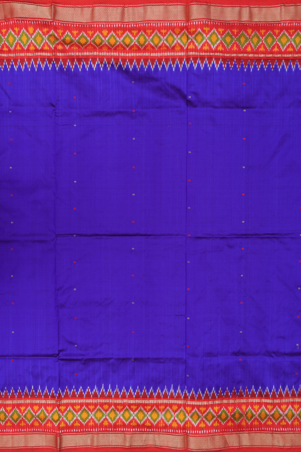 Pochampally Silk Saree In Royal Blue With Threadwork Buttis