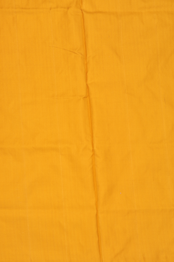 Pochampally Silk Saree In Saffron Yellow With Diamond Buttas