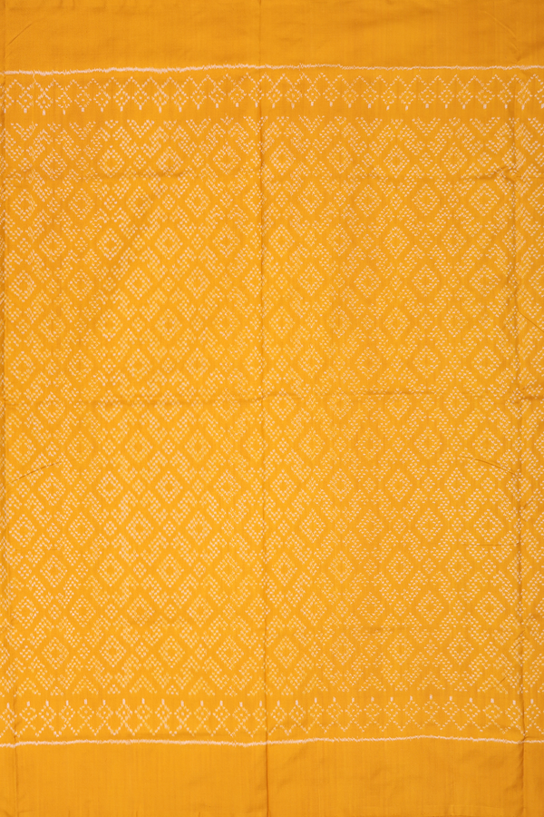 Pochampally Silk Saree In Saffron Yellow With Diamond Buttas