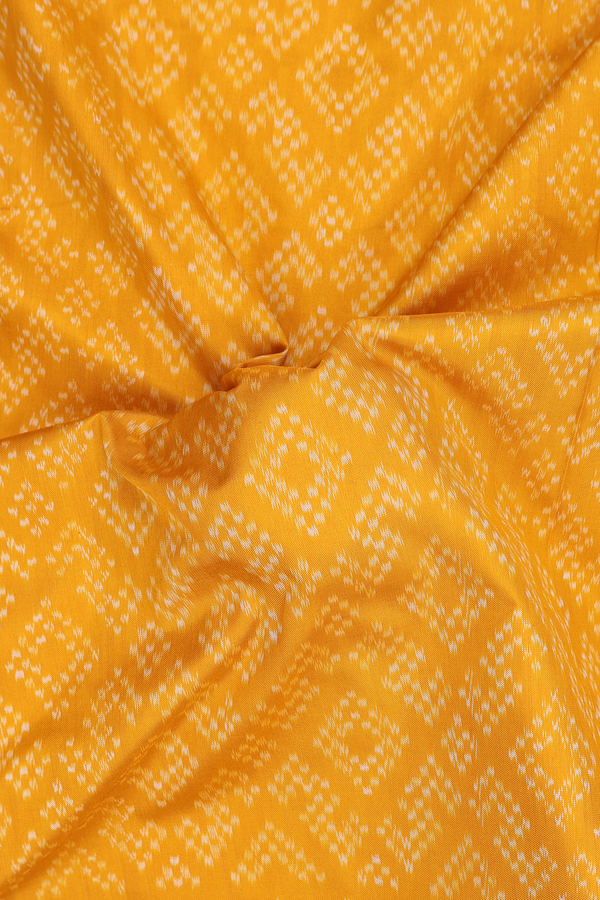 Pochampally Silk Saree In Saffron Yellow With Diamond Buttas