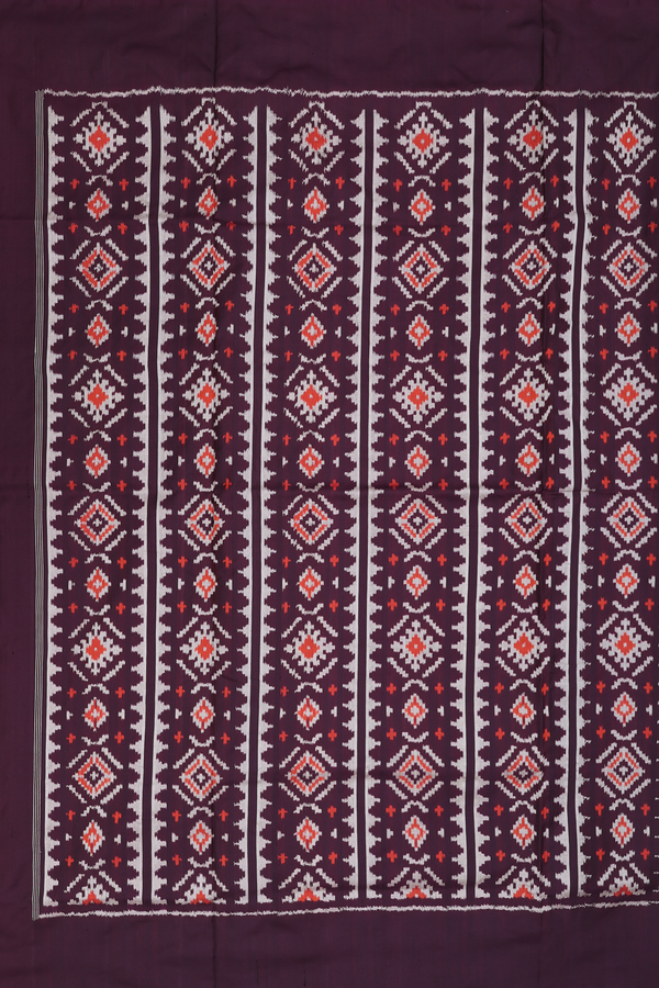 Pochampally Silk Saree In Coffee Brown With Diamond Design