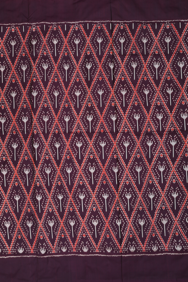 Pochampally Silk Saree In Coffee Brown With Diamond Design