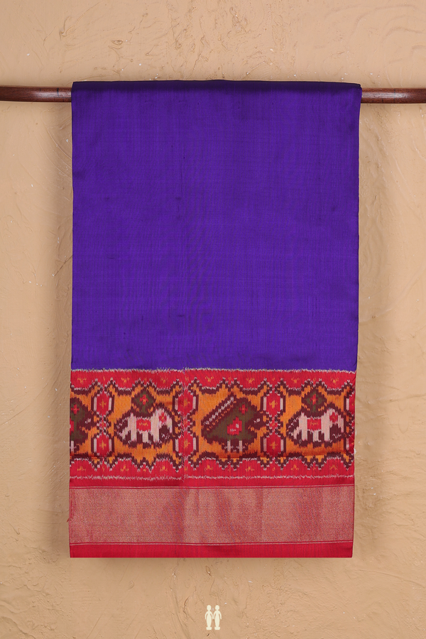 Pochampally Silk Saree In Royal Blue With Contrast Border