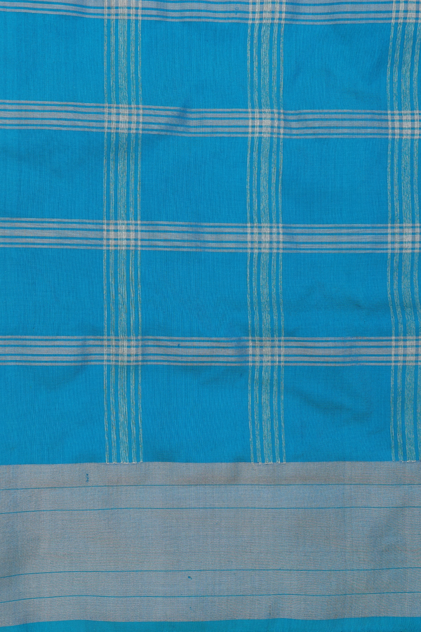 Pochampally Silk Saree In Teal Green With Checks Design