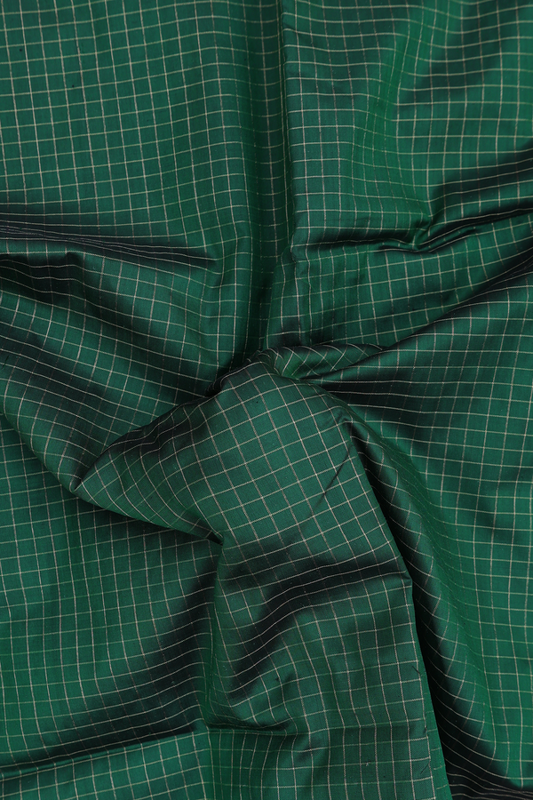 Pochampally Silk Saree In Forest Green With Checks Design