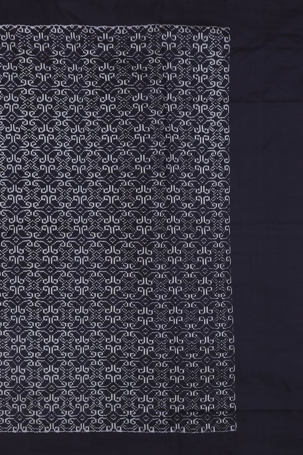 Pochampally Silk Saree In Black With Geometric Design