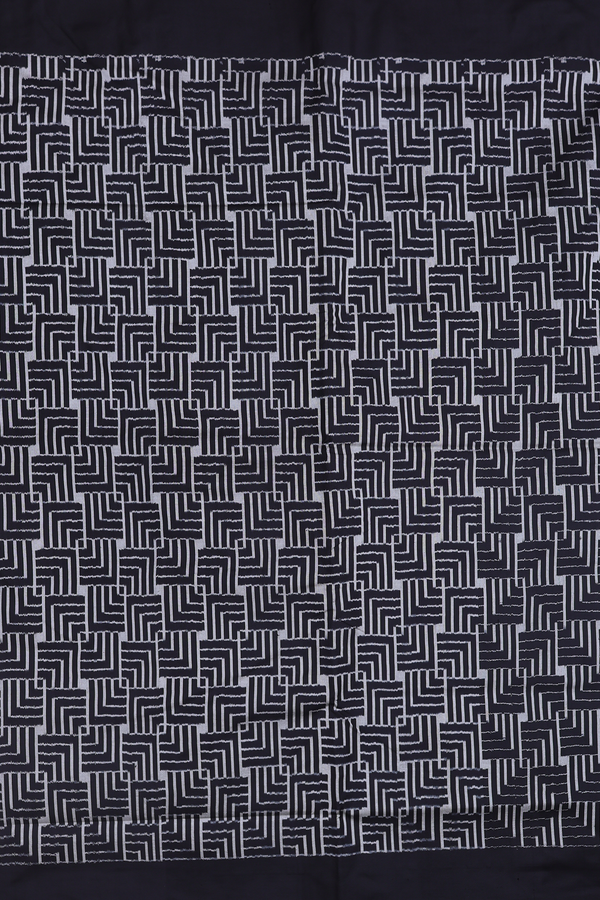 Pochampally Silk Saree In Black With Geometric Design