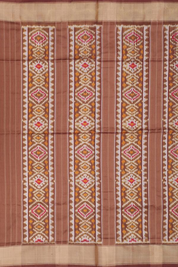 Pochampally Silk Saree In Brown With Diamond Design