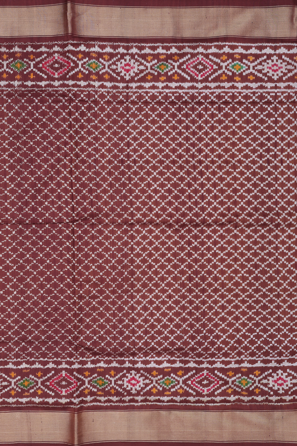 Pochampally Silk Saree In Brown With Diamond Design