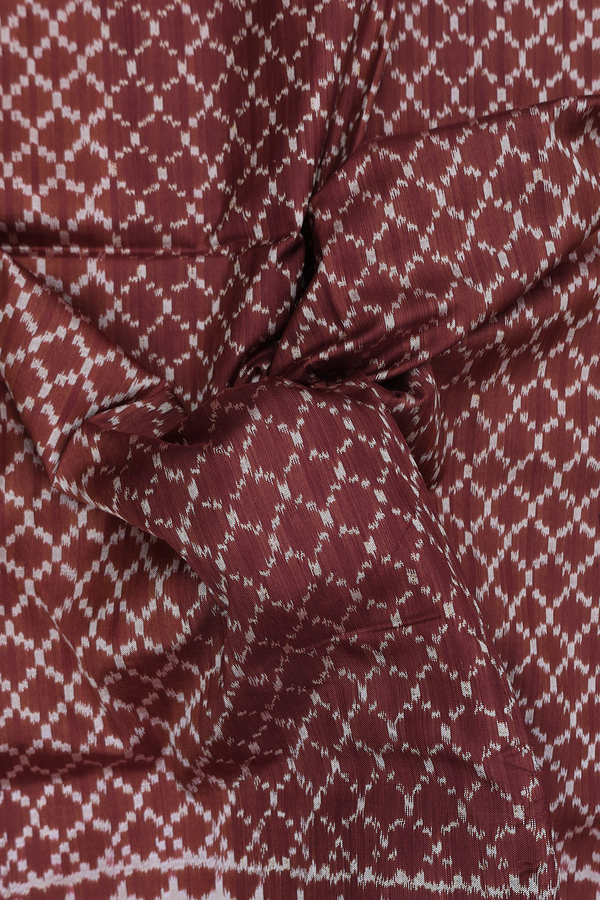Pochampally Silk Saree In Brown With Diamond Design