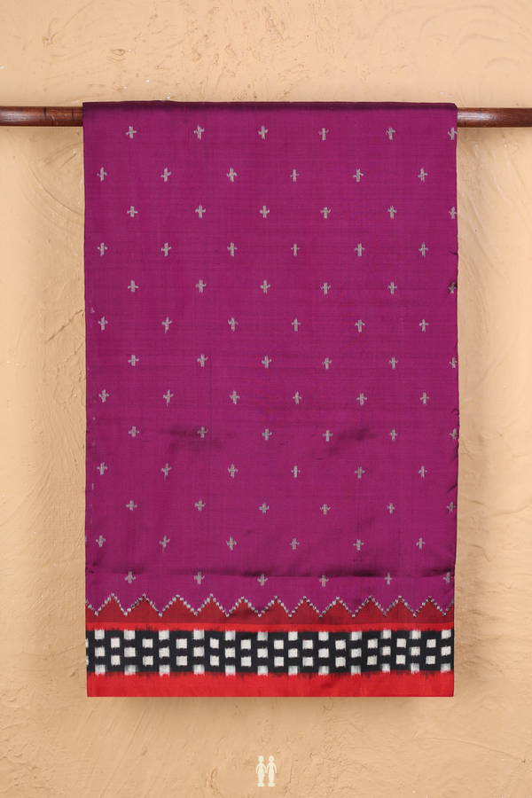 Pochampally Silk Saree In Purple With Ikat Buttis