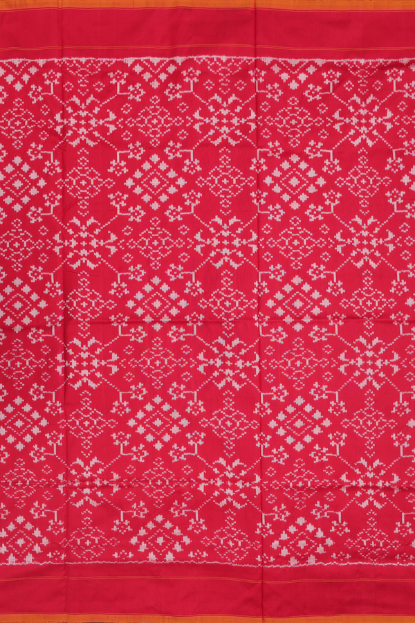 Pochampally Silk Saree In Red With Ikat Design
