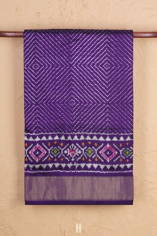 Pochampally Silk Saree In Deep Purple With Diamond Design