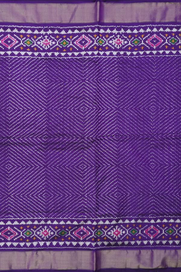 Pochampally Silk Saree In Deep Purple With Diamond Design