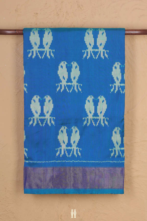 Pochampally Silk Saree In Blue With Birds Design