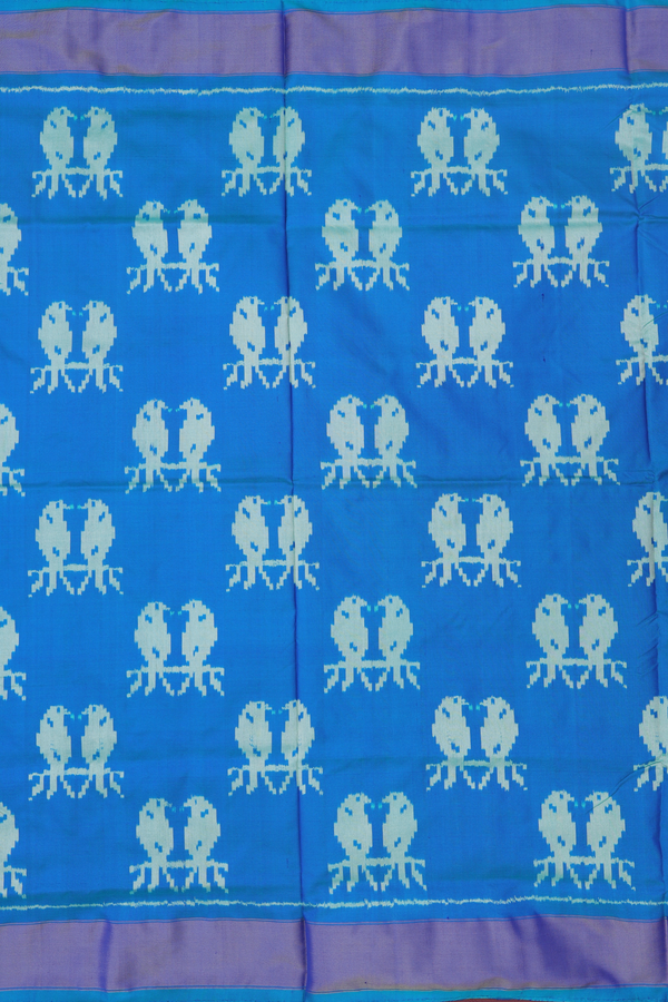 Pochampally Silk Saree In Blue With Birds Design