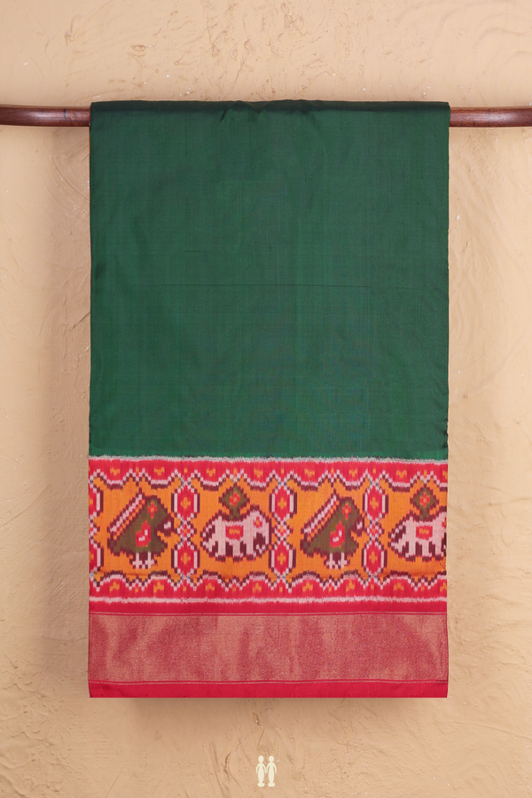 Pochampally Silk Saree In Forest Green With Contrast Border