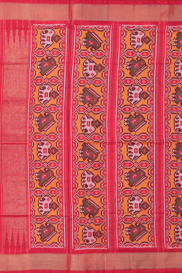Pochampally Silk Saree In Forest Green With Contrast Border