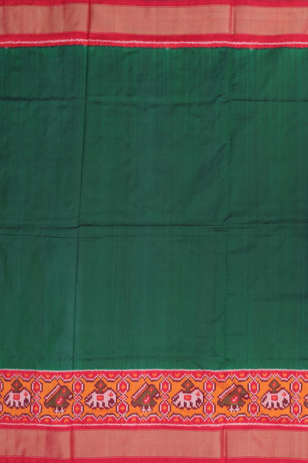Pochampally Silk Saree In Forest Green With Contrast Border