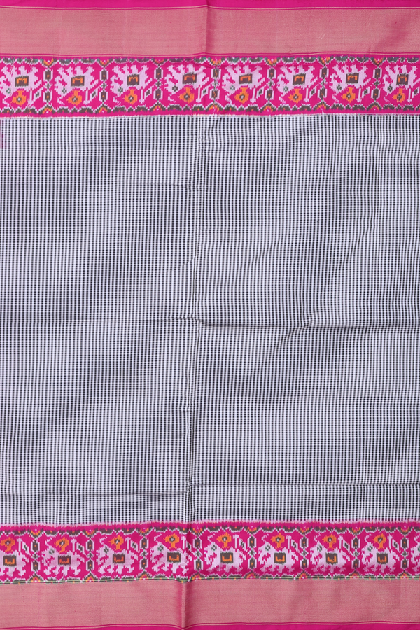 Pochampally Silk Saree In Black And White With Checks Design