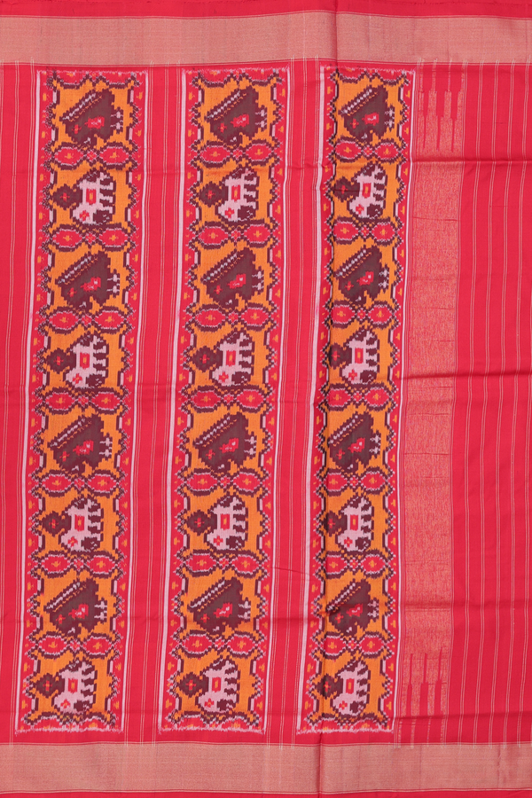 Pochampally Silk Saree In Royal Blue With Chevron Design