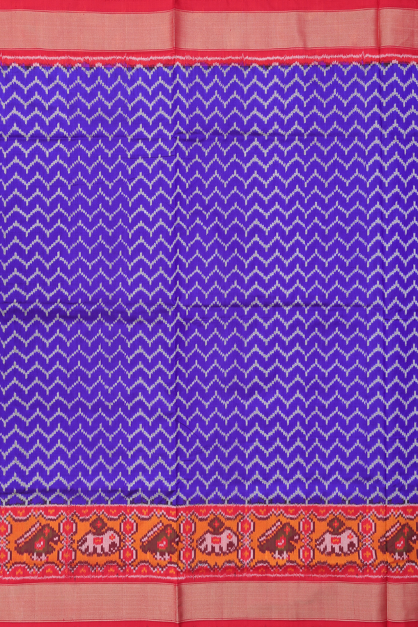 Pochampally Silk Saree In Royal Blue With Chevron Design