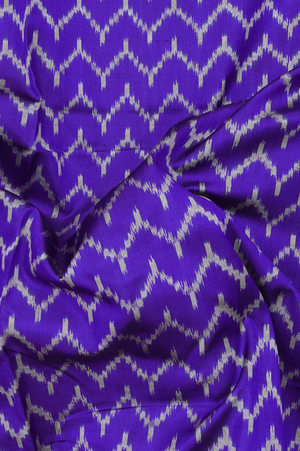 Pochampally Silk Saree In Royal Blue With Chevron Design