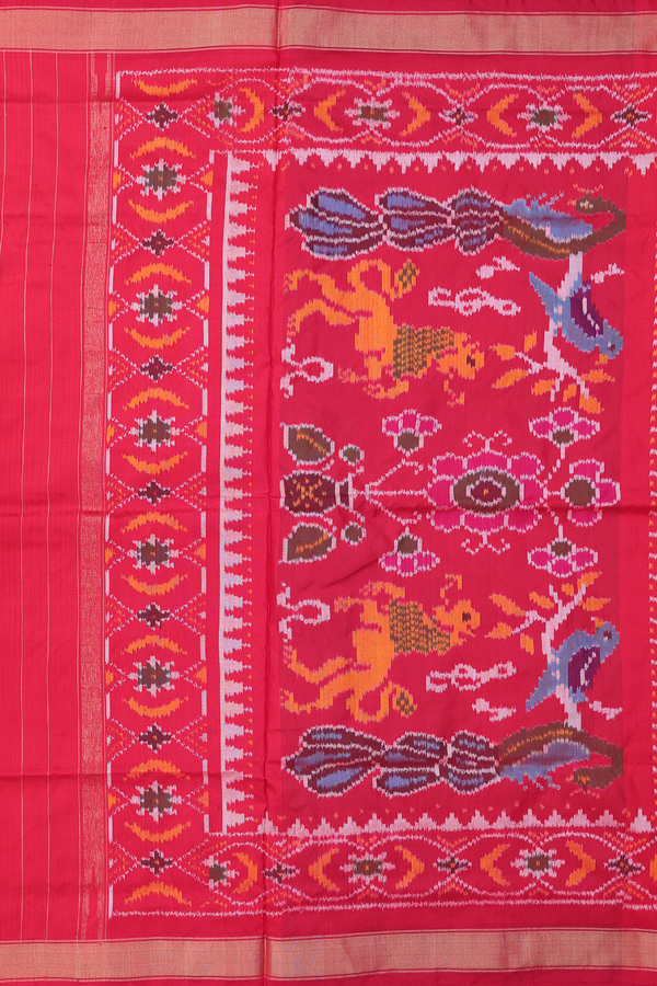 Pochampally Silk Saree In Royal Blue With Elephant Design