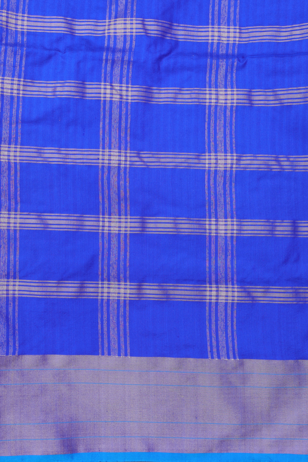 Pochampally Silk Saree In Blue With Checks Design