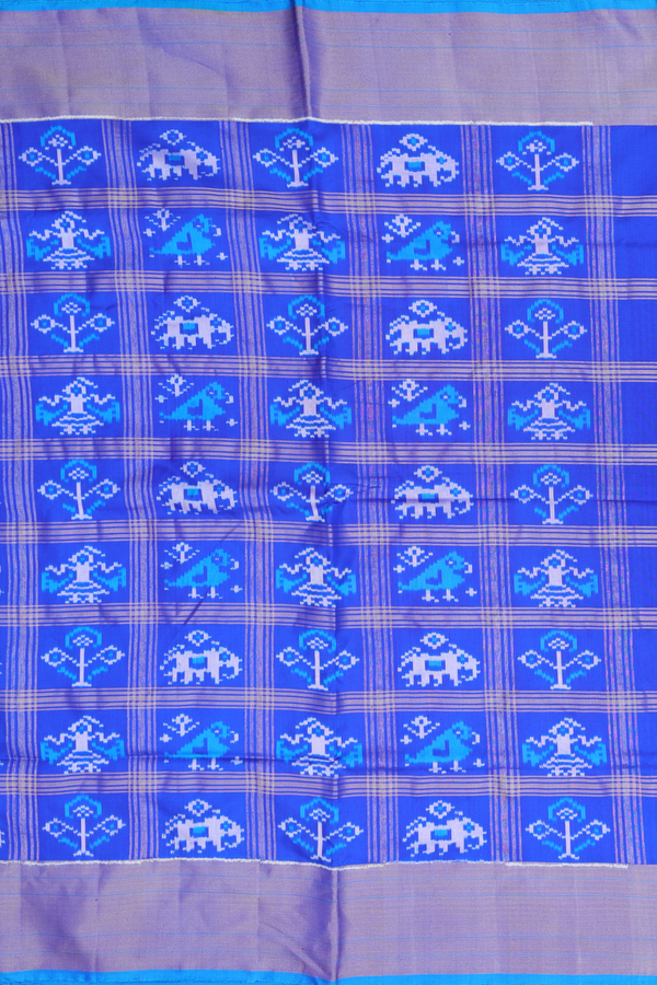 Pochampally Silk Saree In Blue With Checks Design