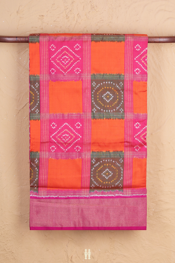 Pochampally Silk Saree In Multicolor With Checks Design
