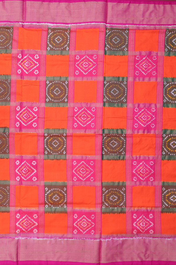 Pochampally Silk Saree In Multicolor With Checks Design