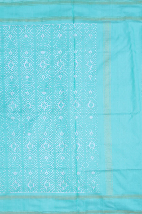 Pochampally Silk Saree In Turquoise Green With Checks Design