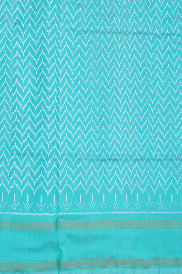 Pochampally Silk Saree In Turquoise Green With Checks Design