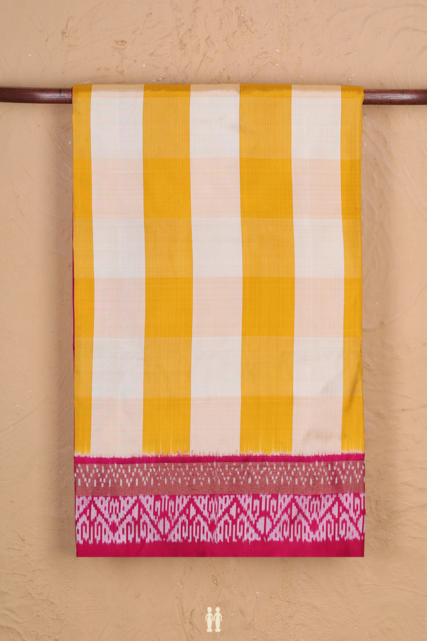 Pochampally Silk Saree Yellow And Cream With Stripes Design