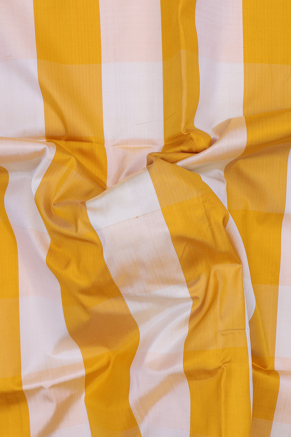 Pochampally Silk Saree Yellow And Cream With Stripes Design