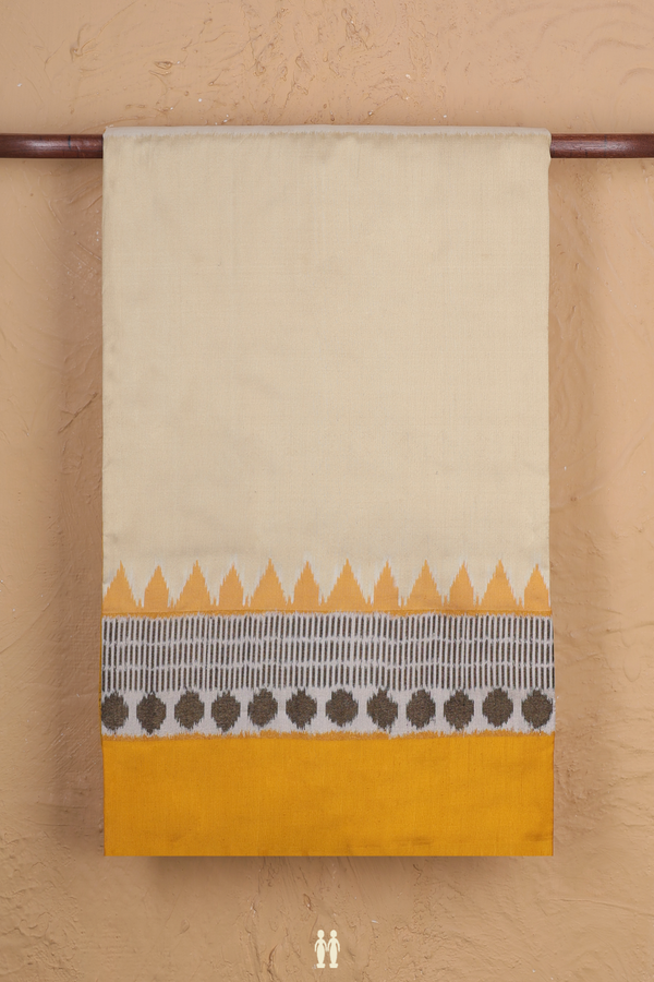 Pochampally Silk Saree Cream And White With Half And Half Design
